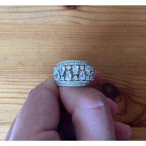 Reclaimed with Love Bold Chunky Wideband Ring with Cubic Zirconia Stones